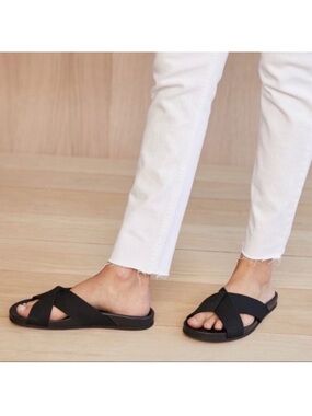 Jenni Kayne Crossover Cotton Sandals in Black Size EU 36/US 6 NWT